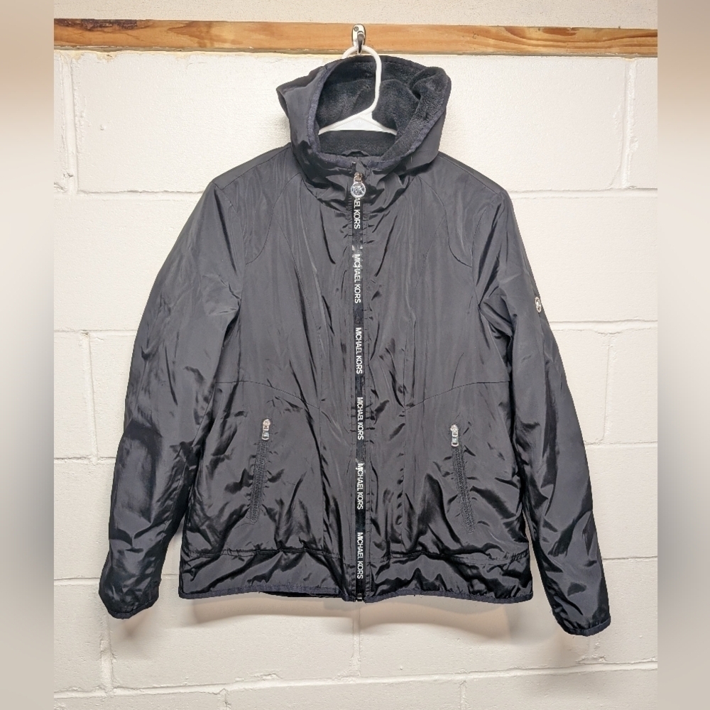 Mk Michael Kors (Women's Large) Hooded Full Zip Insulated Jacket Black
